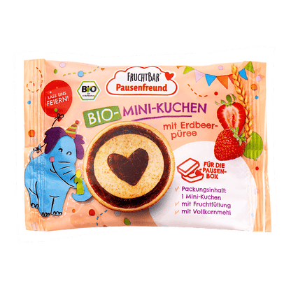 Bio Mini Kuchen-Fruchtbar Pausenfreund-Einzelstück-Vorderseite