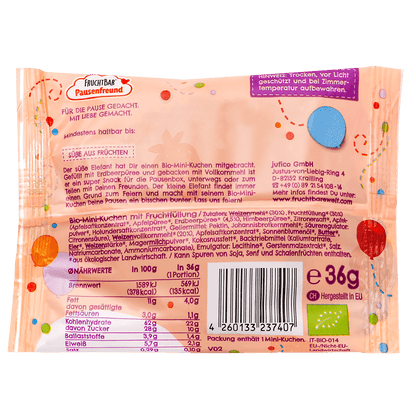 Bio Mini Kuchen-Fruchtbar Pausenfreund-Einzelstück-Rückseite