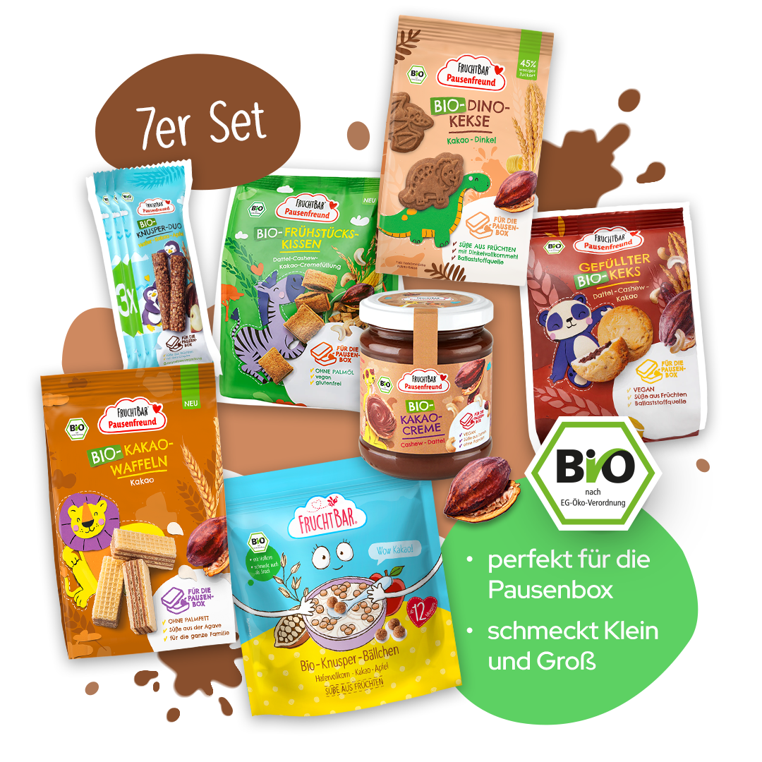 FruchtBar Kakao Paket - FruchtBar - 7er Vorratspack - Vorderseite