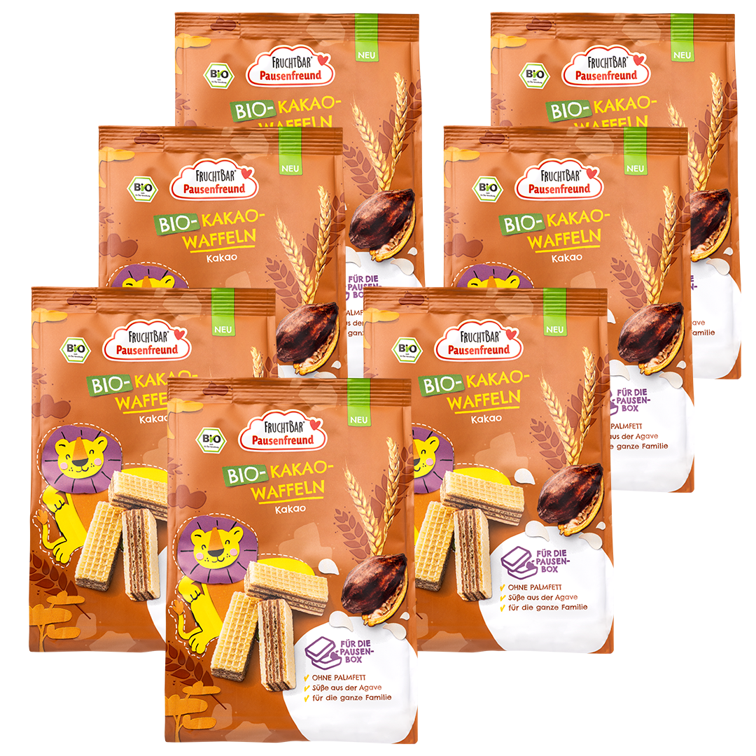 Bio Kakao Waffeln-Fruchtbar Pausenfreund-Vorratspack-Vorderseite