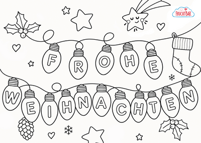 Ausmalbild mit Weihnachtsgruß für Kinder