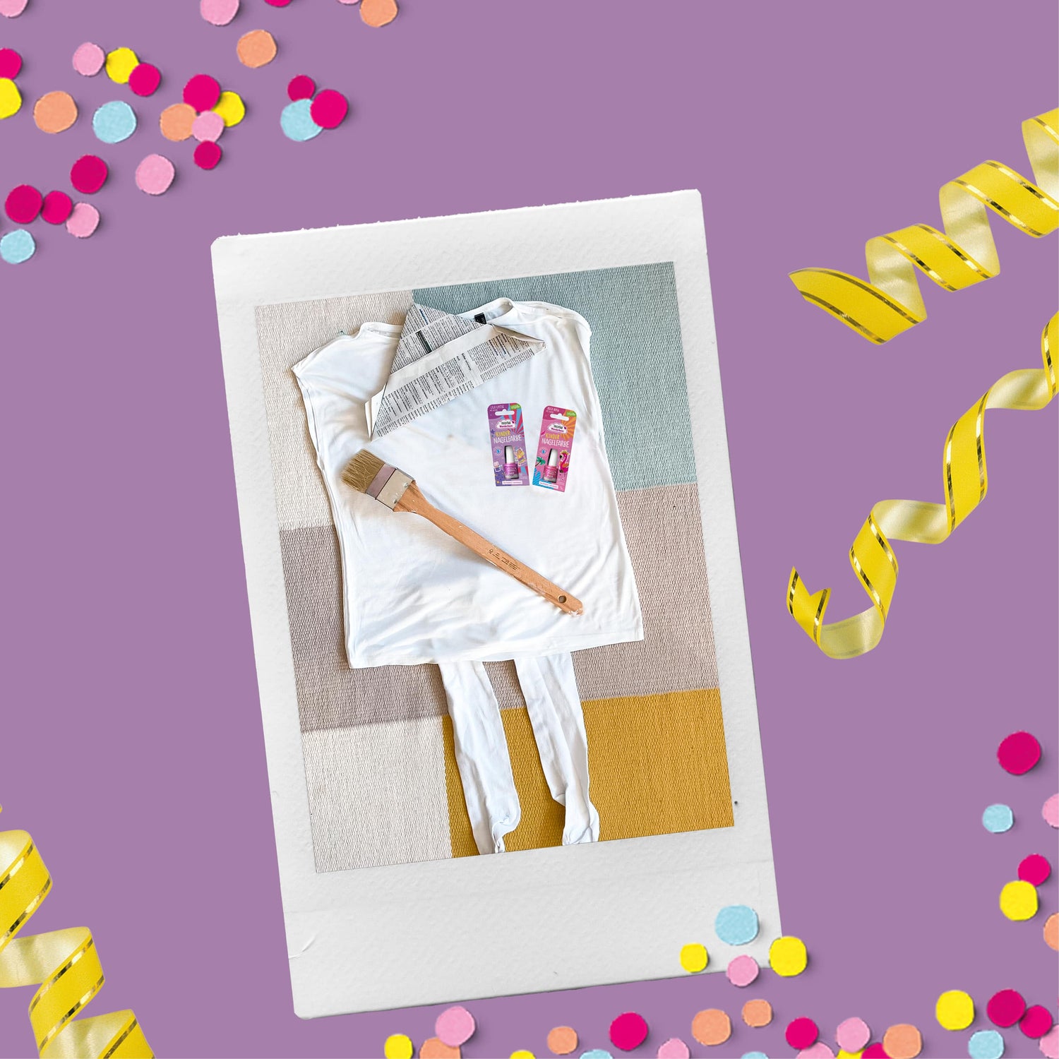 Selbst zusammengestelltes Kostüm für Fasching mit FruchtBar Wunderbunt Kinder-Nagelfarbe (Maler/in)